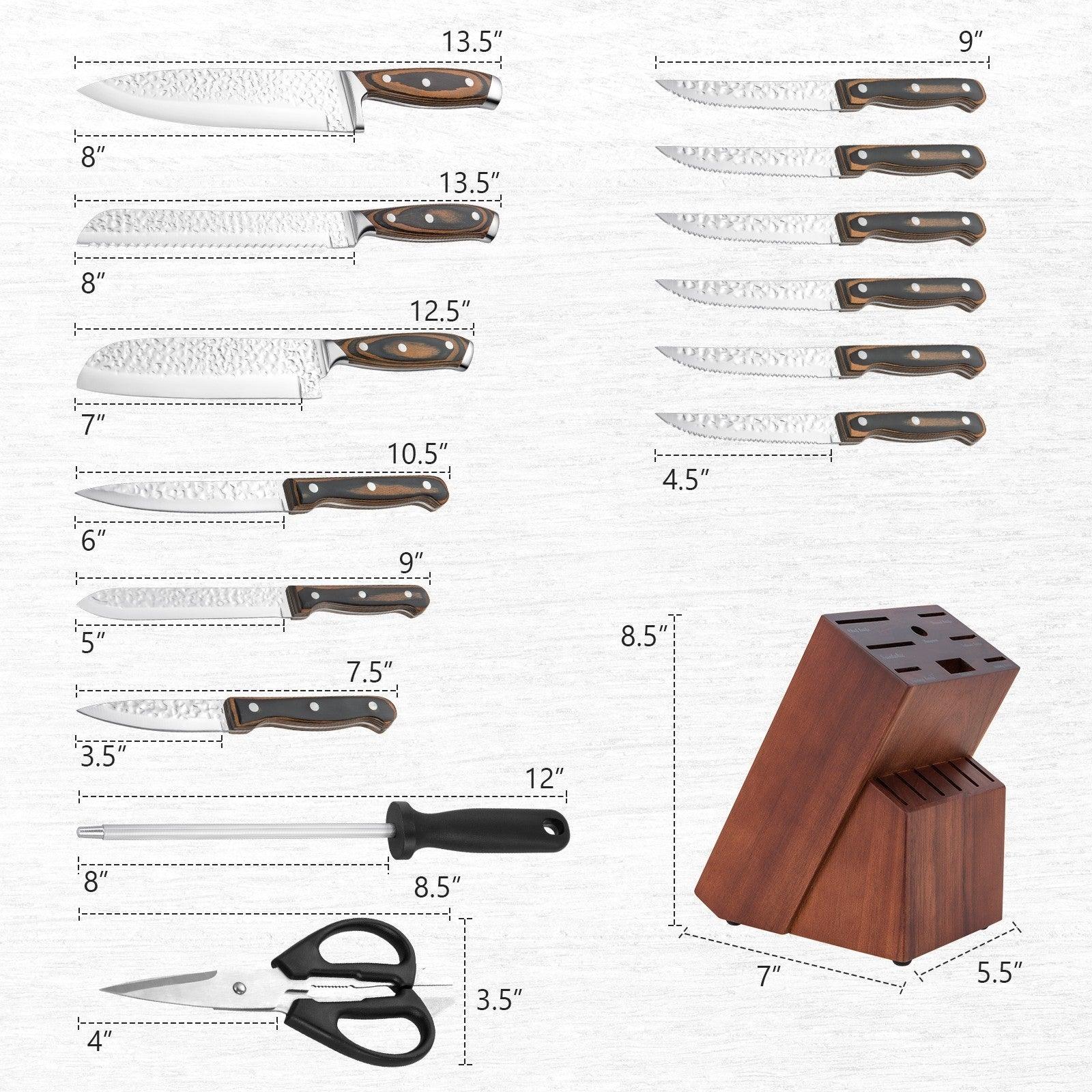 Costway 15 Pieces Stainless Steel Knife Block Set with Ergonomic Handle 60715928 - YOURISHOP.COM