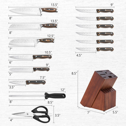 Costway 15 Pieces Stainless Steel Knife Block Set with Ergonomic Handle 60715928 - YOURISHOP.COM