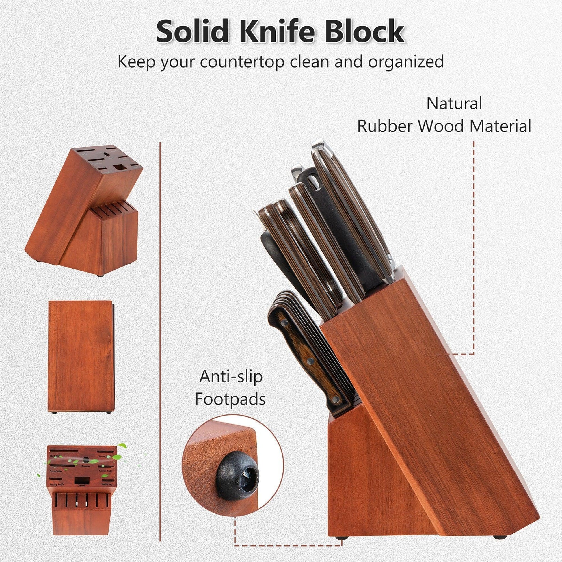 Costway 15 Pieces Stainless Steel Knife Block Set with Ergonomic Handle 60715928 - YOURISHOP.COM