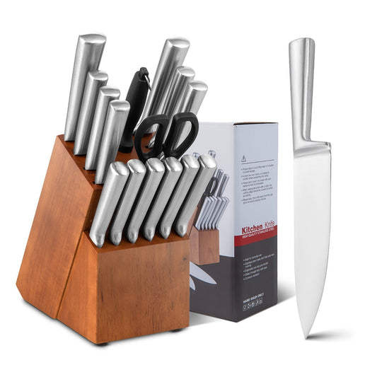Costway 16-Piece Stainless Stee Kitchen Knife Set with Sharpener 49617582 - YOURISHOP.COM