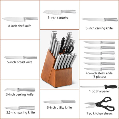 Costway 16-Piece Stainless Stee Kitchen Knife Set with Sharpener 49617582 - YOURISHOP.COM