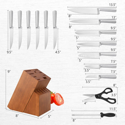 Costway 16-Piece Stainless Stee Kitchen Knife Set with Sharpener 49617582 - YOURISHOP.COM