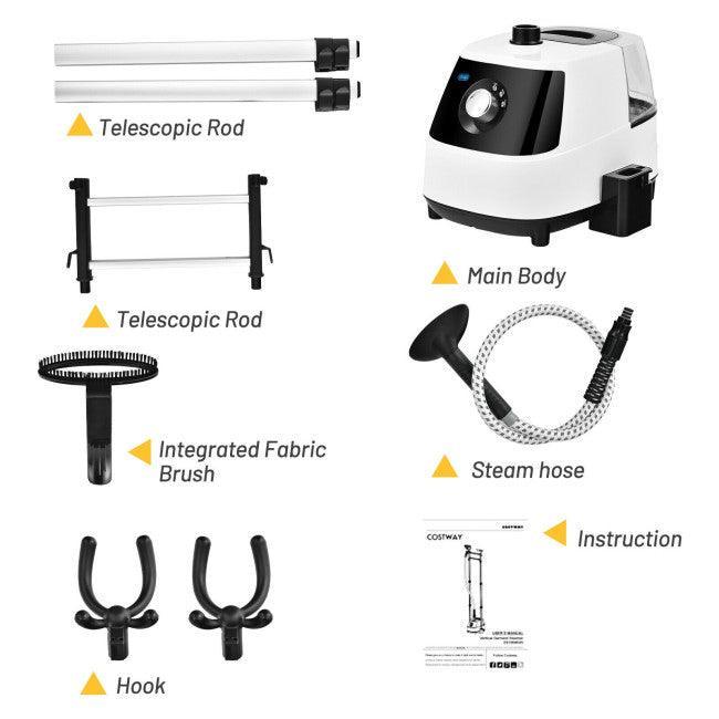 Costway 1750W Garment Steamer 45071863 with 2L Detachable Water Tank and 2-Level Steam - YOURISHOP.COM