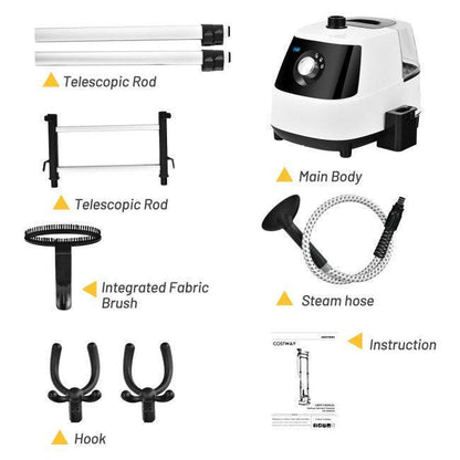 Costway 1750W Garment Steamer 45071863 with 2L Detachable Water Tank and 2-Level Steam - YOURISHOP.COM