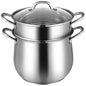 Costway 2-Tier Steamer Pot 18490257,Saucepot Stainless Steel with Tempered Glass Lid - YOURISHOP.COM