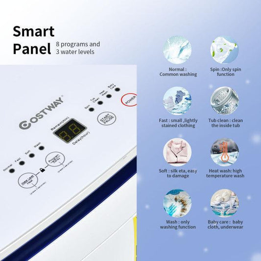 Costway 7.7 lbs Compact Full Automatic Washing Machine 42803791 with Heating Function Pump - YOURISHOP.COM