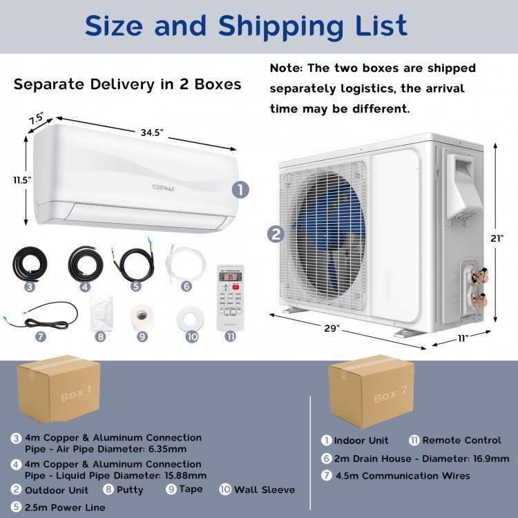 Costway Air Conditioner FP10302US, 12000BTU 208-230V Ductless with Heater - YOURISHOP.COM