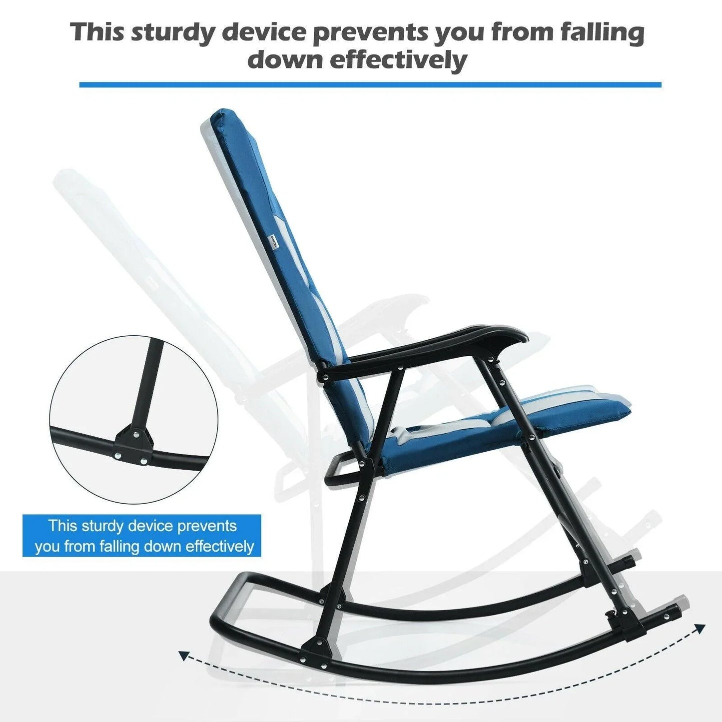 Costway Camping Chair OP70500,Foldable Rocking Padded Portable with Backrest and Armrest - YOURISHOP.COM