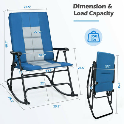 Costway Camping Chair OP70500,Foldable Rocking Padded Portable with Backrest and Armrest - YOURISHOP.COM