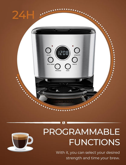 Costway Coffee Maker EP24213,12-cup LCD Display Programmable Brew Machine - YOURISHOP.COM