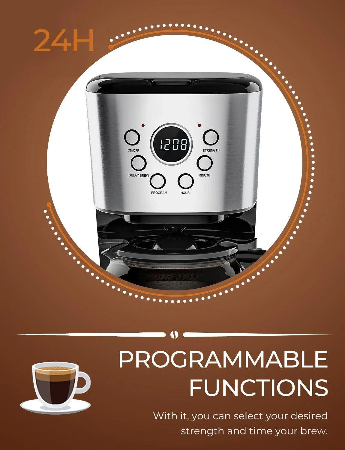Costway Coffee Maker EP24213,12-cup LCD Display Programmable Brew Machine - YOURISHOP.COM