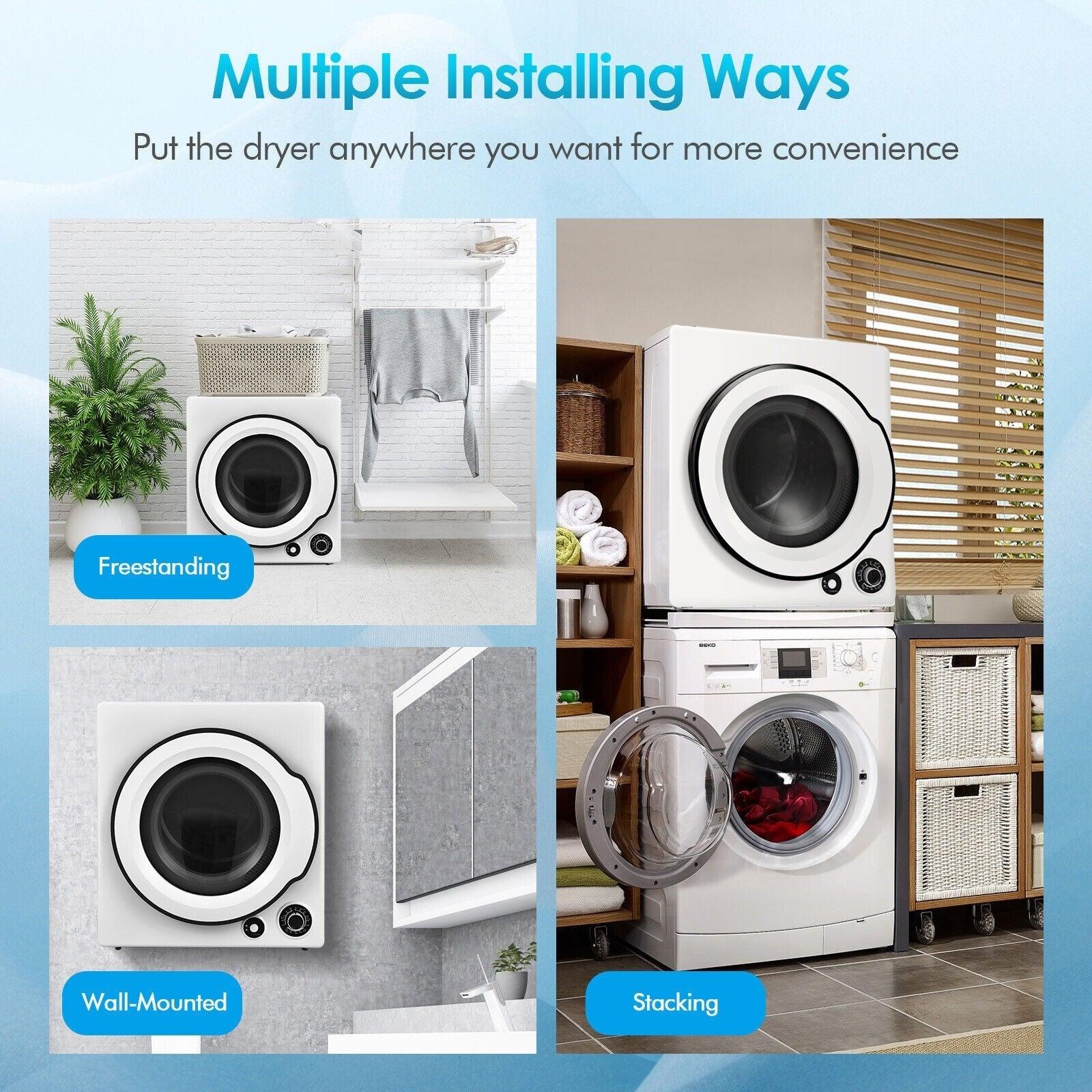 COSTWAY Electric Compact Laundry Dryer Clothes Dryer FP10092US-WH, 4KG, 110V, 1350W, 5 Drying Programs - YOURISHOP.COM