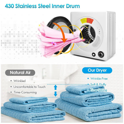 COSTWAY Electric Compact Laundry Dryer Clothes Dryer FP10092US-WH, 4KG, 110V, 1350W, 5 Drying Programs - YOURISHOP.COM
