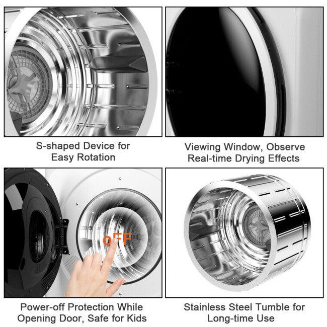 COSTWAY Electric Tumble Laundry Dryer Stainless Steel Tub EP24458US, 110V, 1700W, 6KG, 13.2LBS, 3.22 CU. FT. - YOURISHOP.COM