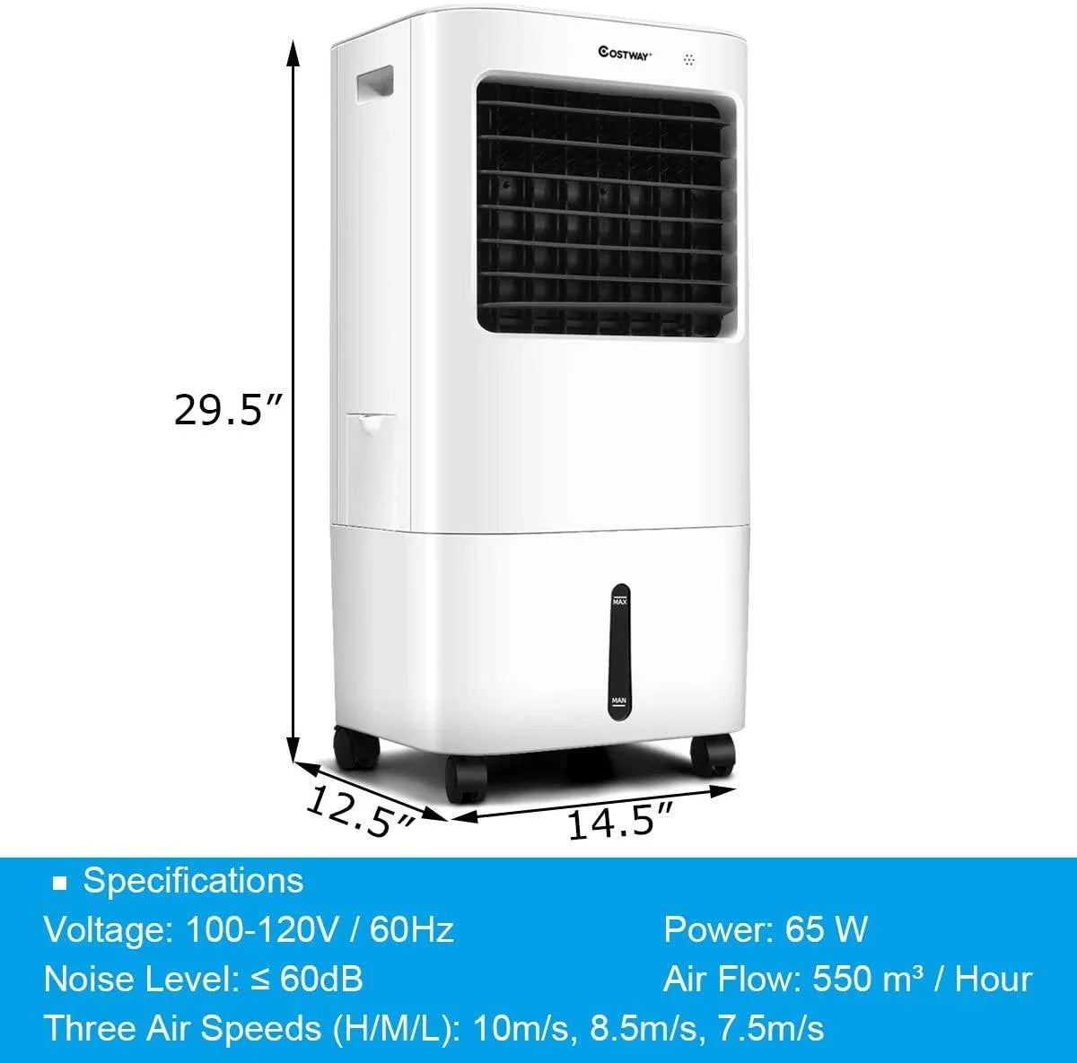 COSTWAY Evaporative Cooler, 3-in-1 Cooler, Fan and Humidifier EP24513US-WHA - YOURISHOP.COM