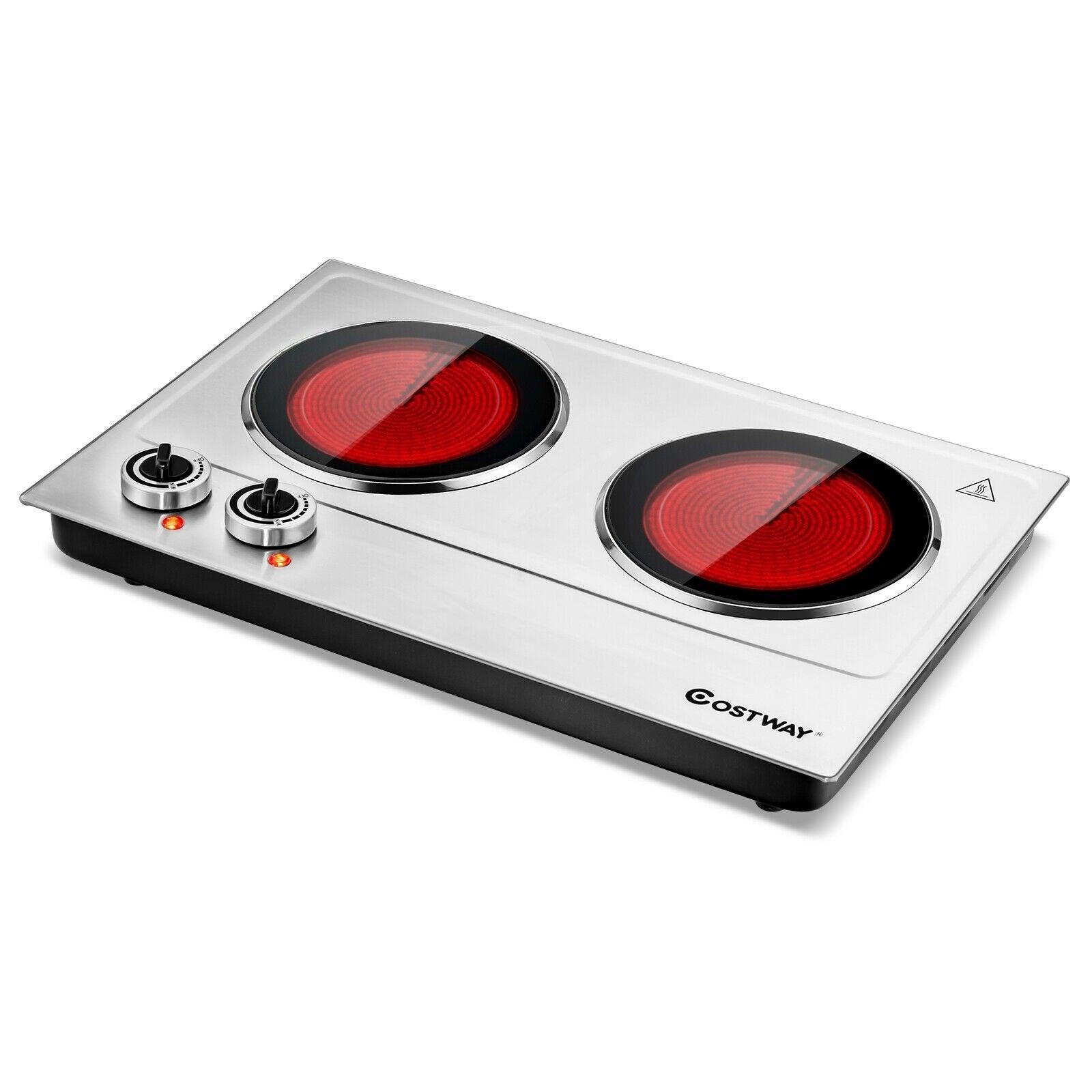 Costway Infrared Cooktop EP24891US, 1800W Stainless Steel with Non-slipping Feet and Adjustable Temperature - YOURISHOP.COM