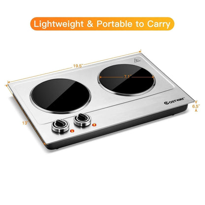 Costway Infrared Cooktop EP24891US, 1800W Stainless Steel with Non-slipping Feet and Adjustable Temperature - YOURISHOP.COM