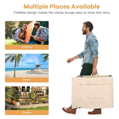 Costway Lounge Chair NP10050,4-Fold Oversize Padded Folding with Removable Soft Mattress - YOURISHOP.COM