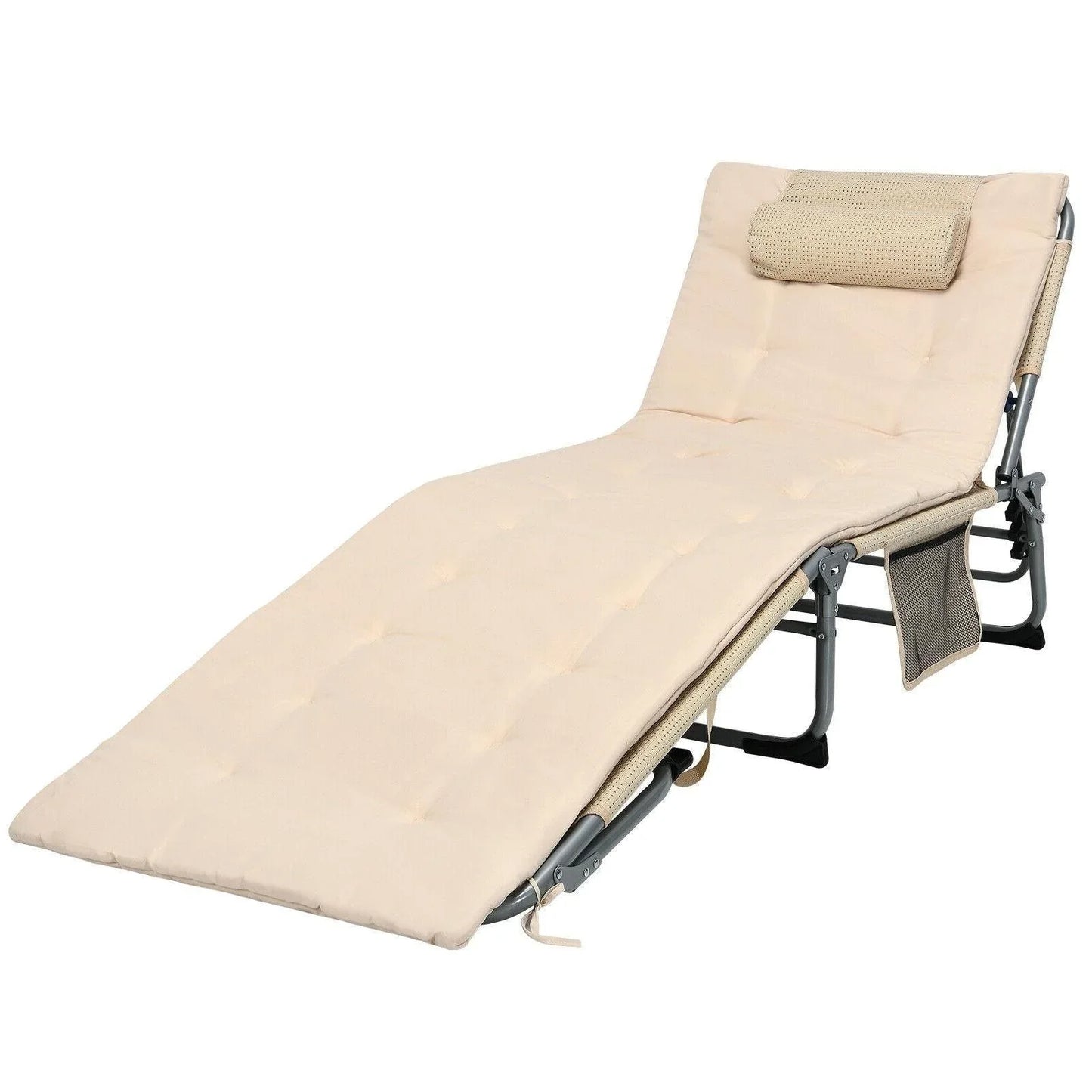 Costway Lounge Chair NP10050,4-Fold Oversize Padded Folding with Removable Soft Mattress - YOURISHOP.COM