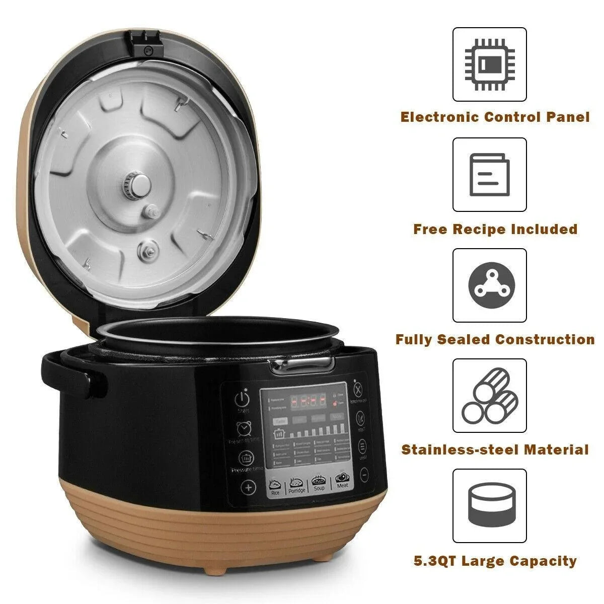 Costway Pressure Cooker EP23973BK,12-in-1 Multi-use Programmable,Non-stick Pot - YOURISHOP.COM