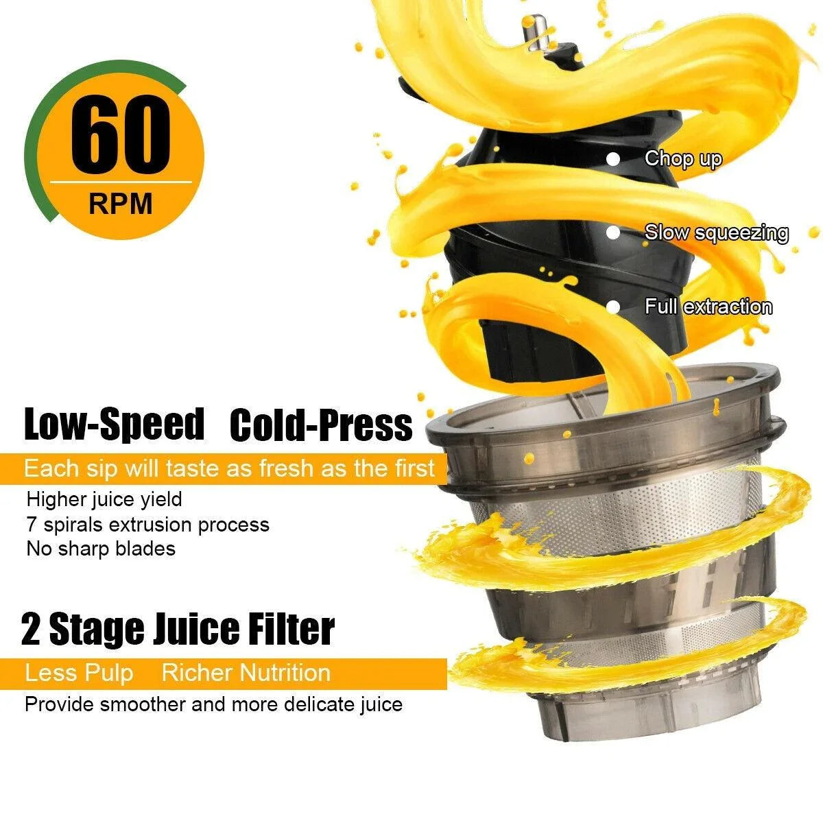 Costway Slow Juicer EP24000US,Fruit Vegetable Masticating Cold Press Extractor - YOURISHOP.COM