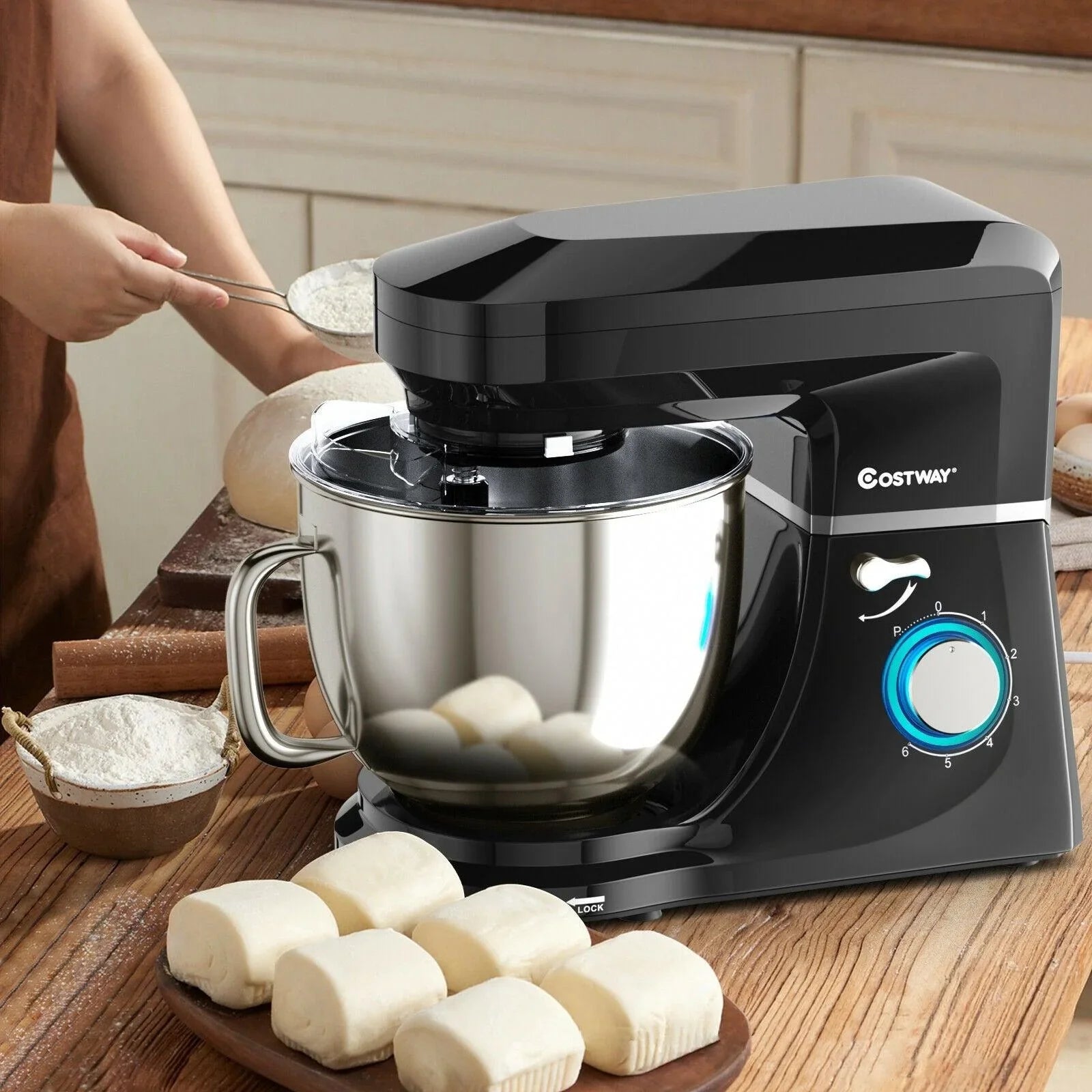 Costway Stand Mixer 96851023，7.5 QT Tilt-Head with Dough Hook Beater,6 Speed 660W - YOURISHOP.COM