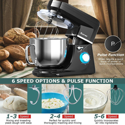 Costway Stand Mixer 96851023，7.5 QT Tilt-Head with Dough Hook Beater,6 Speed 660W - YOURISHOP.COM