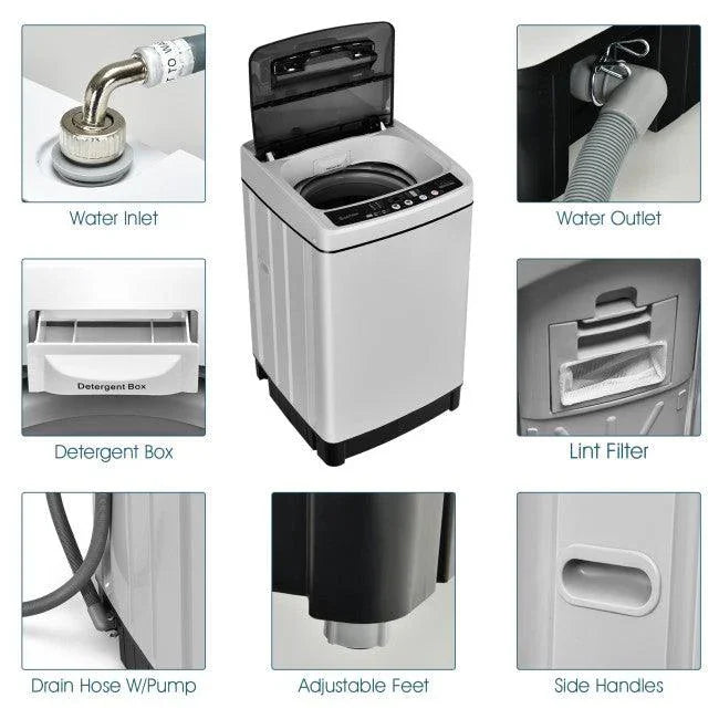 Costway Washing Machine EP24896, Full-Automatic1.5 Cubic Feet 11 LBS Washer - YOURISHOP.COM