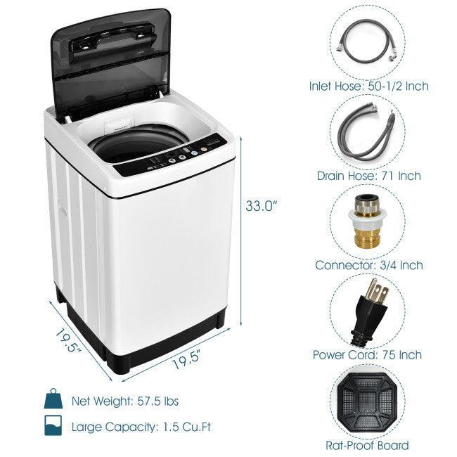 Costway Washing Machine EP24896, Full-Automatic1.5 Cubic Feet 11 LBS Washer - YOURISHOP.COM