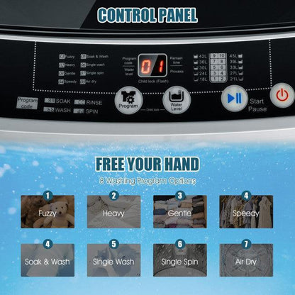 Costway Washing Machine EP24896, Full-Automatic1.5 Cubic Feet 11 LBS Washer - YOURISHOP.COM