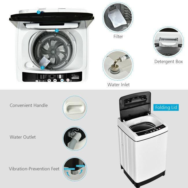 Costway Washing Machine EP24896,Full-Automatic1.5 Cubic Feet 11 LBS Washer with air dryer - YOURISHOP.COM