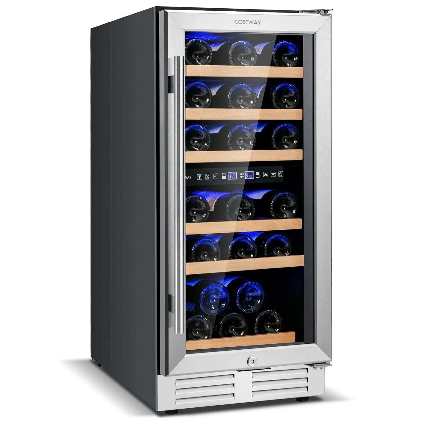 Costway Wine Cooler FP10125US-SL, 30-Bottle Freestanding with Temp Memory and Dual Zones - YOURISHOP.COM