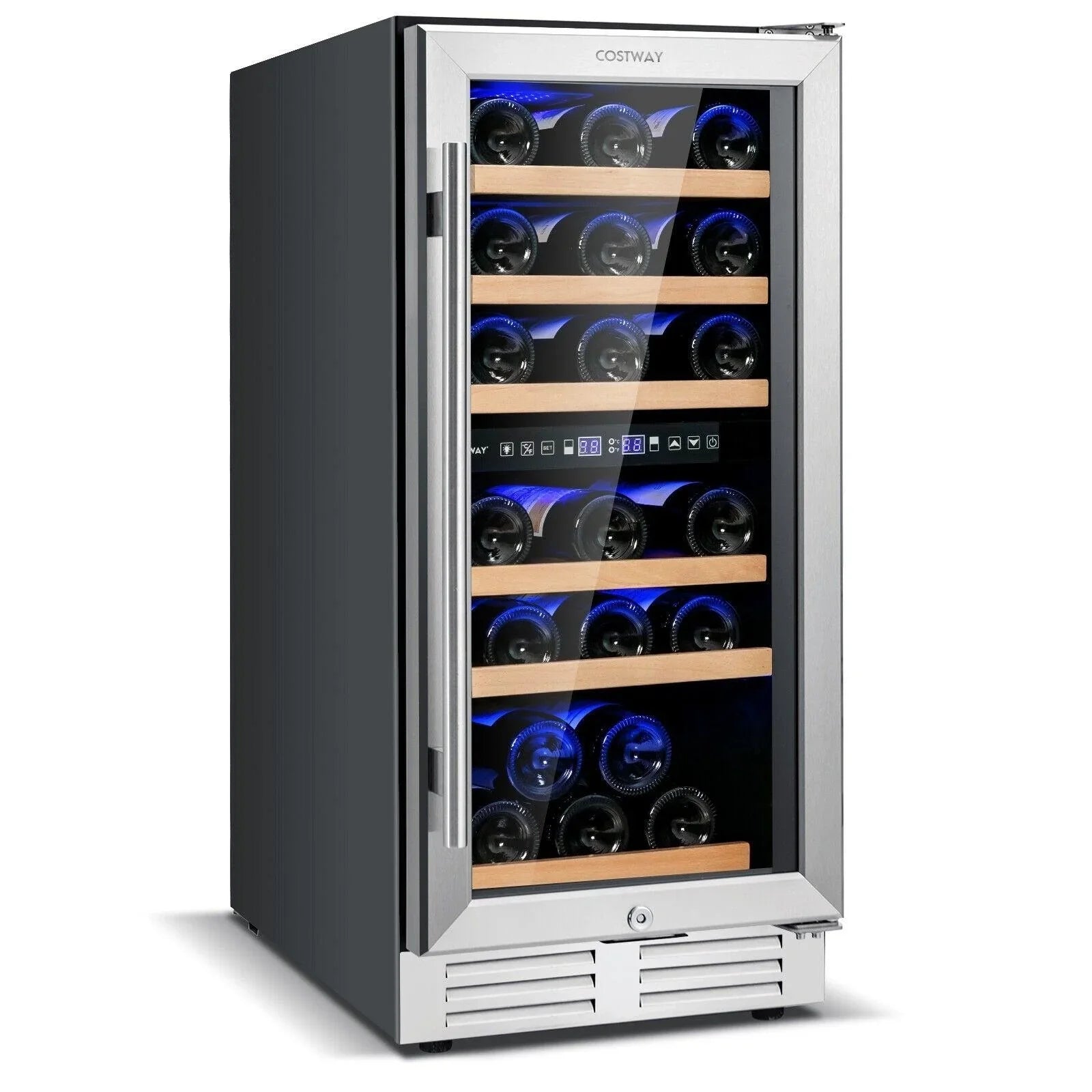 Costway Wine Cooler FP10125US-SL, 30-Bottle Freestanding with Temp Memory and Dual Zones - YOURISHOP.COM