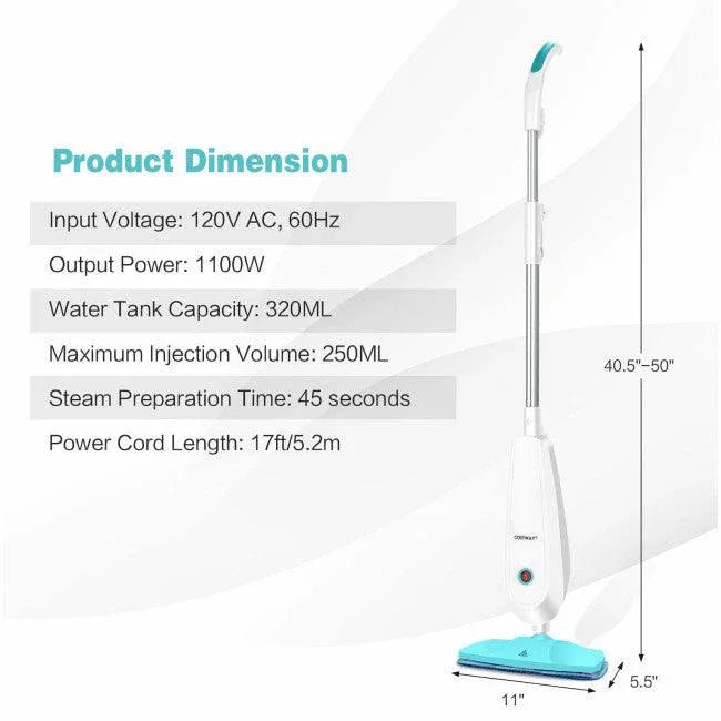 Costway1100 W Electric Steam Mop 50216784 with Water Tank for Carpet - YOURISHOP.COM