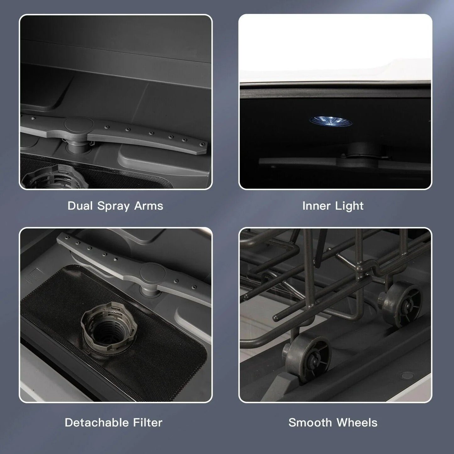 Countertop Dishwasher FP10015,Portable Air Drying 5 Programs with 7.5L Water Tank - YOURISHOP.COM