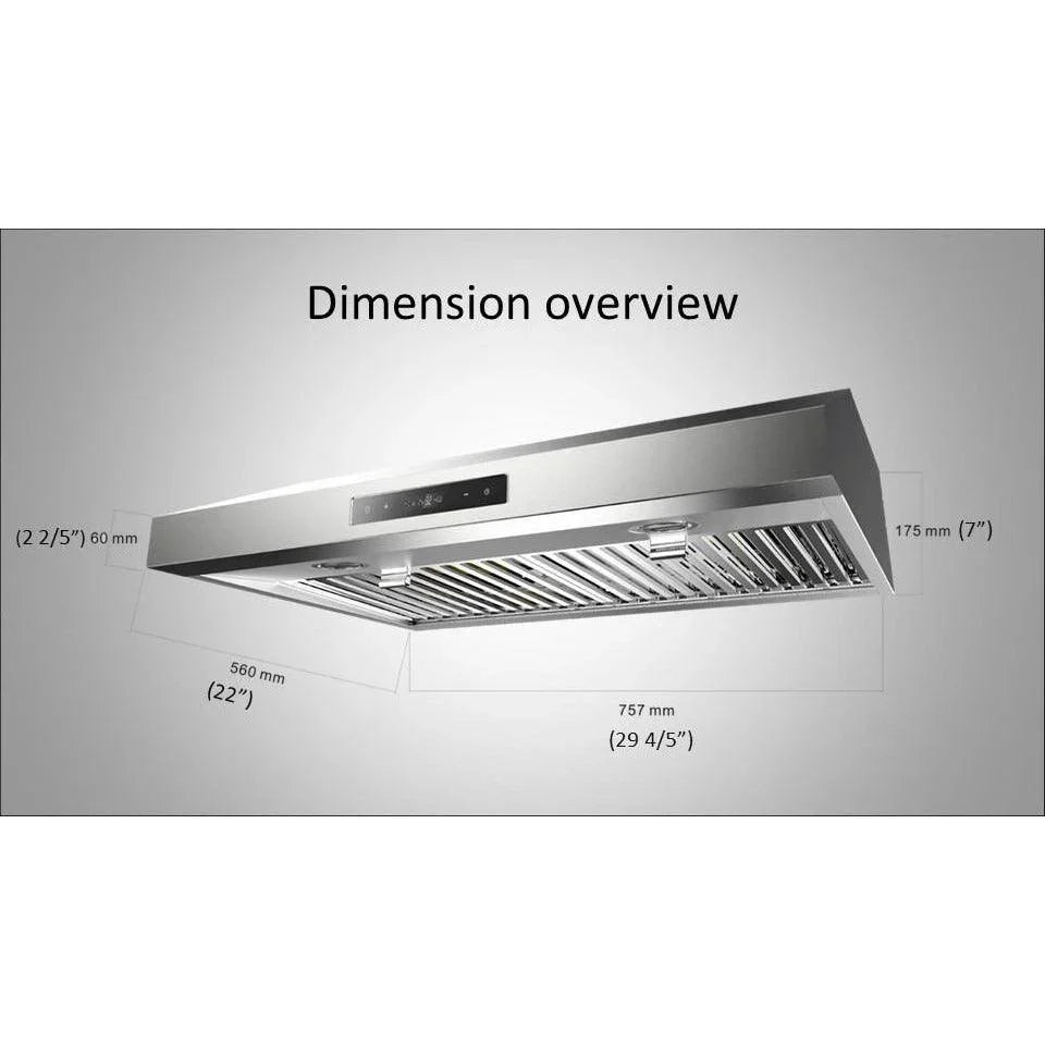 Crown Range Hood PRO-BF03| 30"| 800 CFM| Under Cabinet| Stainless Steel - YOURISHOP.COM