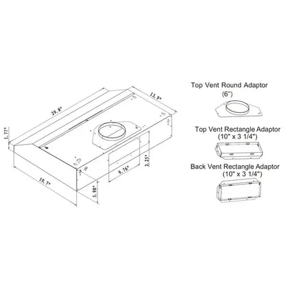 Crown Range Hood PRO-BF04| 30"| 800 CFM| Stainless Steel| Under Cabinet - YOURISHOP.COM