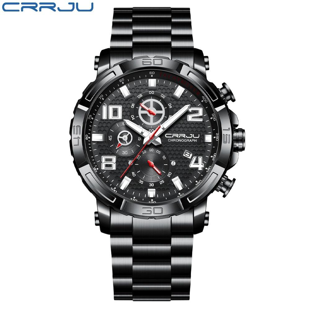 CRRJU Men Watches Big Dial Waterproof Stainless Steel with Luminous handsDate Sport Chronograph Watches Relogio Masculino - YOURISHOP.COM