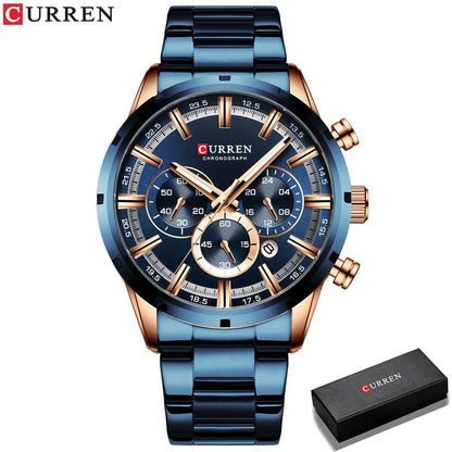 CURREN New Fashion Watches with Stainless Steel Top Brand Luxury Sports Chronograph Quartz Watch Men Relogio Masculino - YOURISHOP.COM