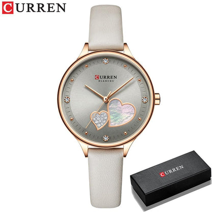 CURREN Watches Women Fashion Leather Quartz Wristwatch Charming Rhinestone Female Clock Zegarki Damskie - YOURISHOP.COM