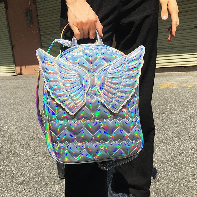 Dazzling Fashion Heart Embossed Wings Decorated Girl&#39;s Mini Backpack Shoulder Bag Travel Bag School Bags For Teenage Girl Bolsa - YOURISHOP.COM