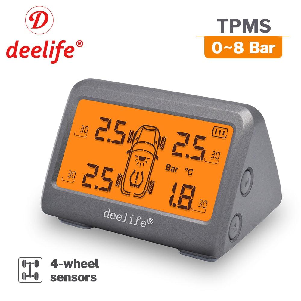 Deelife Solar TPMS Sensor Car Tire Pressure Monitoring System for 4 Wheel Tyre TMPS - YOURISHOP.COM