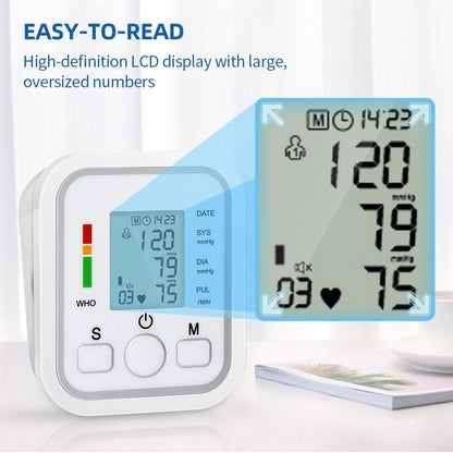Digital BP Blood Pressure Monitor Pressure Tonomete Automatic Upper Arm Machine Pulse Rate Monitoring Meter for Home LCD Display - YOURISHOP.COM