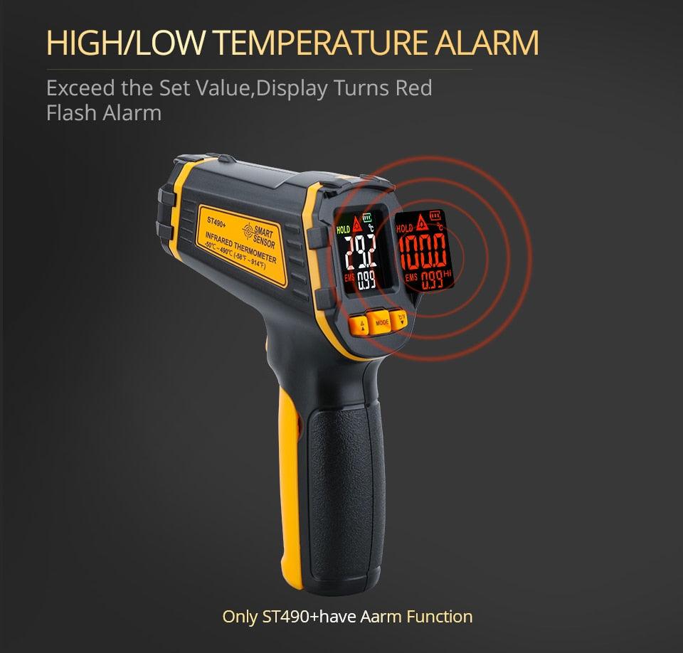 Digital Infrared Thermometer Laser Temperature Meter Non-contact Pyrometer Imager Hygrometer IR Termometro Color LCD Light Alarm - YOURISHOP.COM