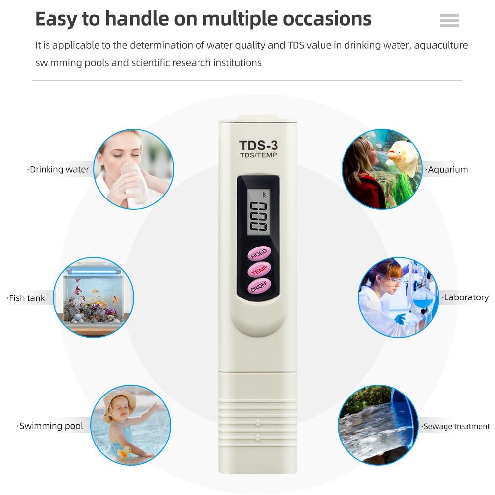 Digital Lcd Display Tds Meter Tester Temperature Tester Pocket Pure Water Pen Conductivity Monitor Liquid Quality Tools - YOURISHOP.COM