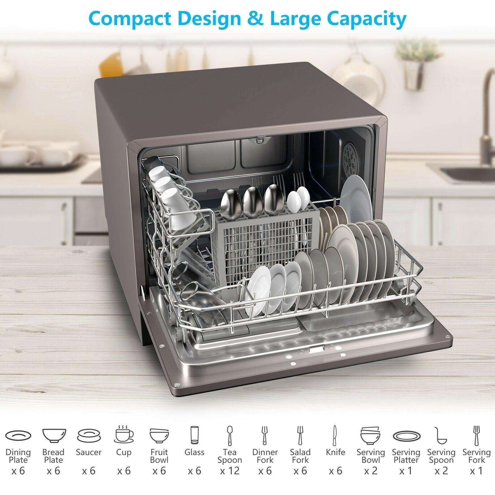 Dishwasher Machine FP10017 with 5 Programs,6 Place Setting Countertop or Built-in - YOURISHOP.COM