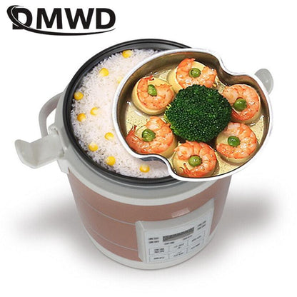DMWD 12V 24V mini rice cooker 1.6L car trucks electric soup porridge cooking machine food steamer warmer fast heating lunch box - YOURISHOP.COM