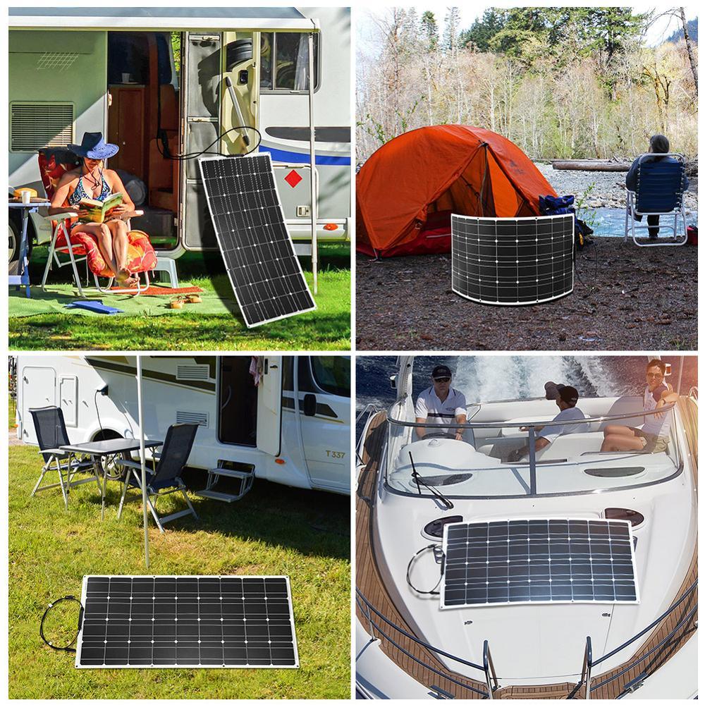 DOKIO 18V16V 100W Flexible Solar Panels 300W Waterproof Monocrystalline Solar Panel Camping RV Home Charge 12V DFSP-100M - YOURISHOP.COM