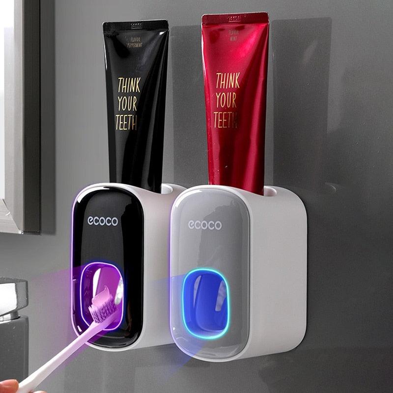 ECOCO Automatic Toothpaste Dispenser Wall Mount Bathroom Bathroom Accessories Waterproof Toothpaste Squeezer Toothbrush Holder - YOURISHOP.COM