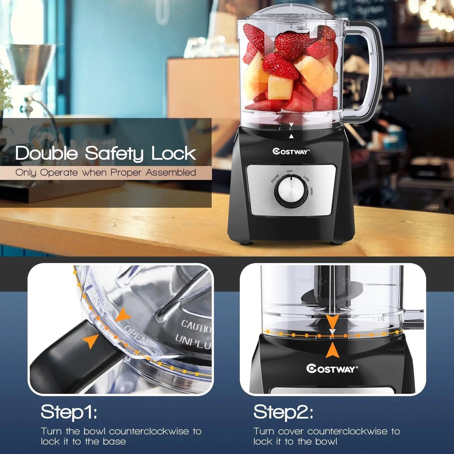 Electric Food Processor ES10024US with Stainless Steel Blade,3-Cup,Vegetable Chopper - YOURISHOP.COM